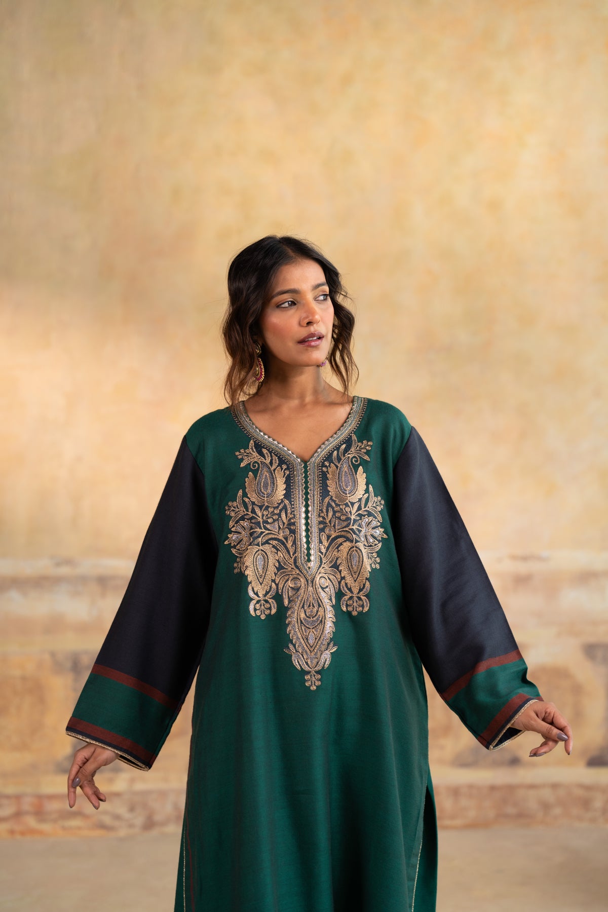 Bed Neck Embroidered Suit