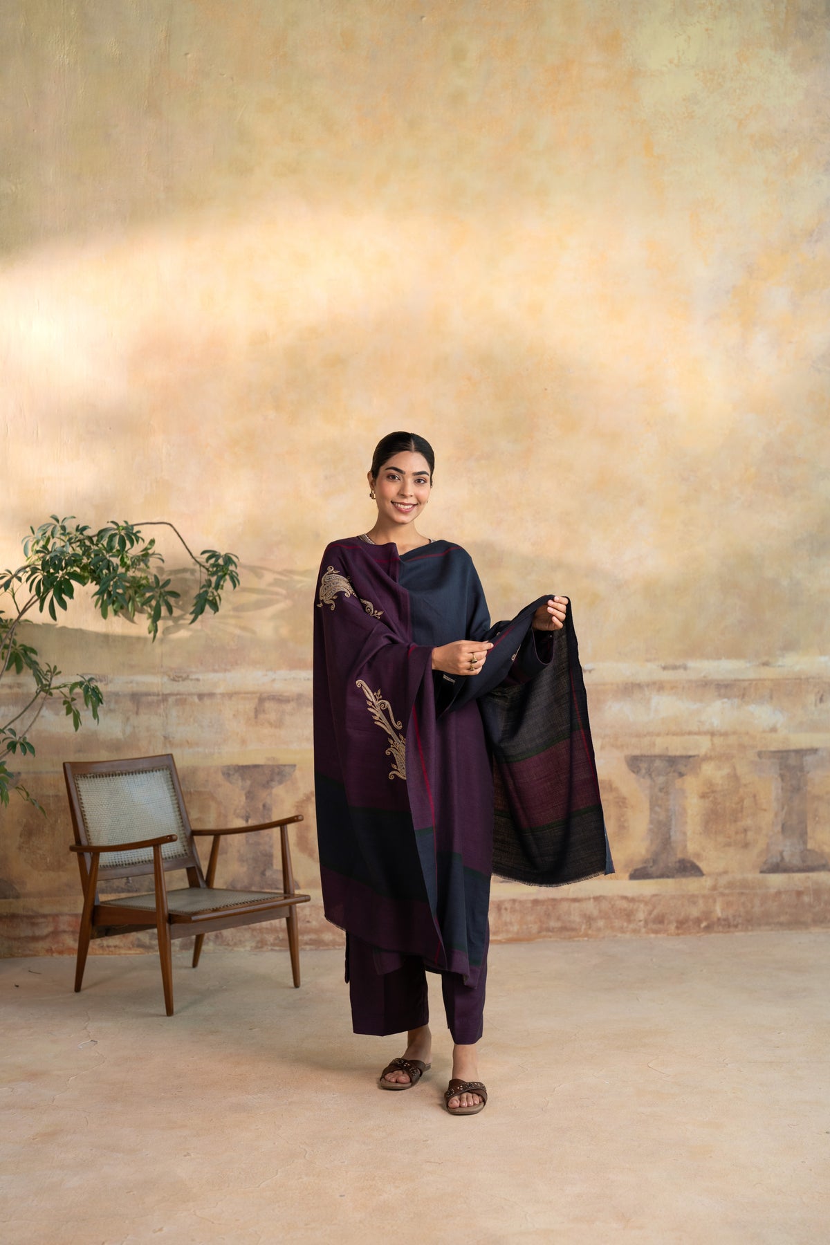 Bed Neck Embroidered Suit