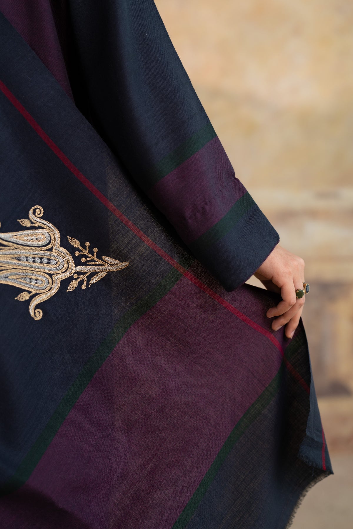 Bed Neck Embroidered Suit