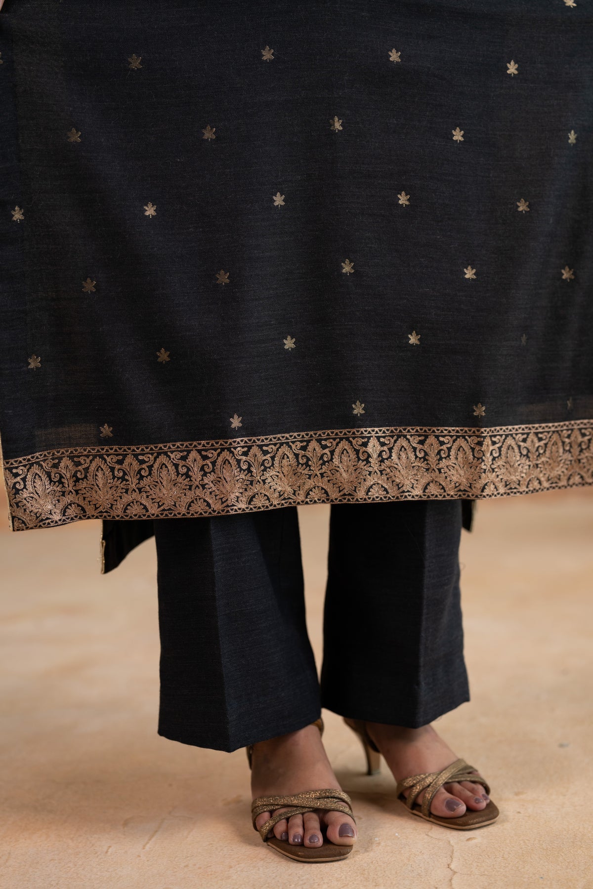 Zari Neckline Embroidered Suit