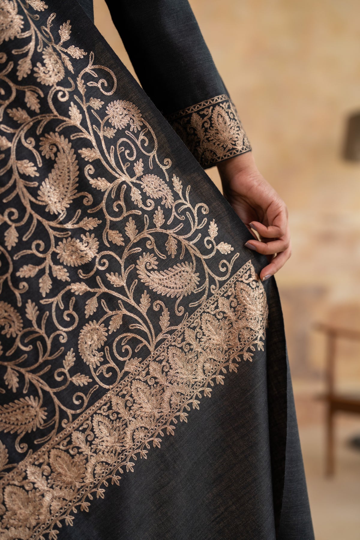 Zari Neckline Embroidered Suit