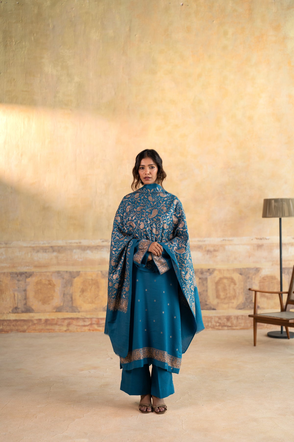 Zari Neckline Embroidered Suit