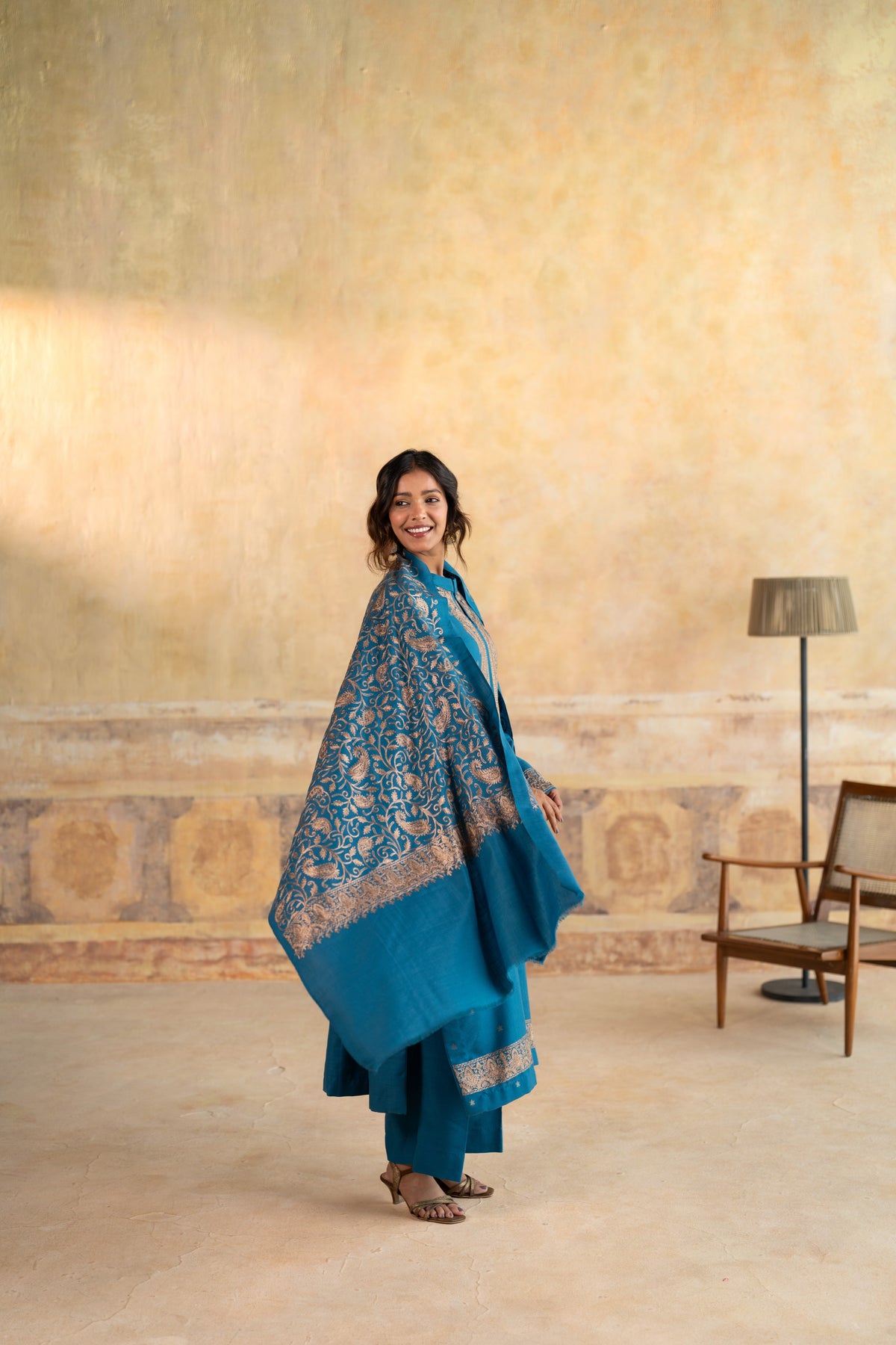 Zari Neckline Embroidered Suit