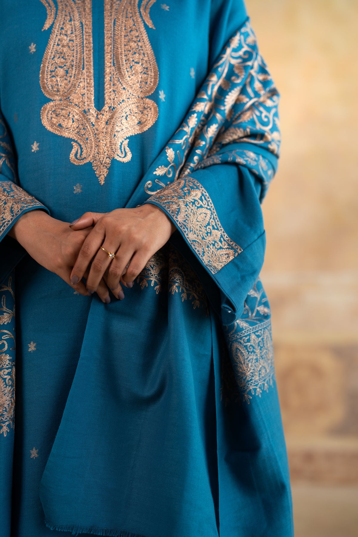 Zari Neckline Embroidered Suit
